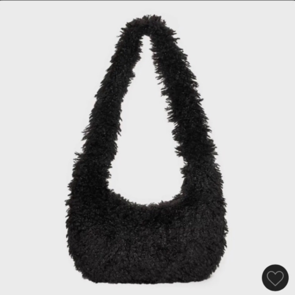 Women’s Black Fuzzy Hobo Shoulder Bag